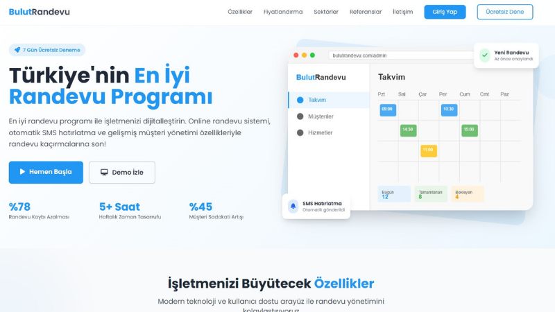 Bulut Randevu - online randevu yönetim ve istatistik paneli projesi